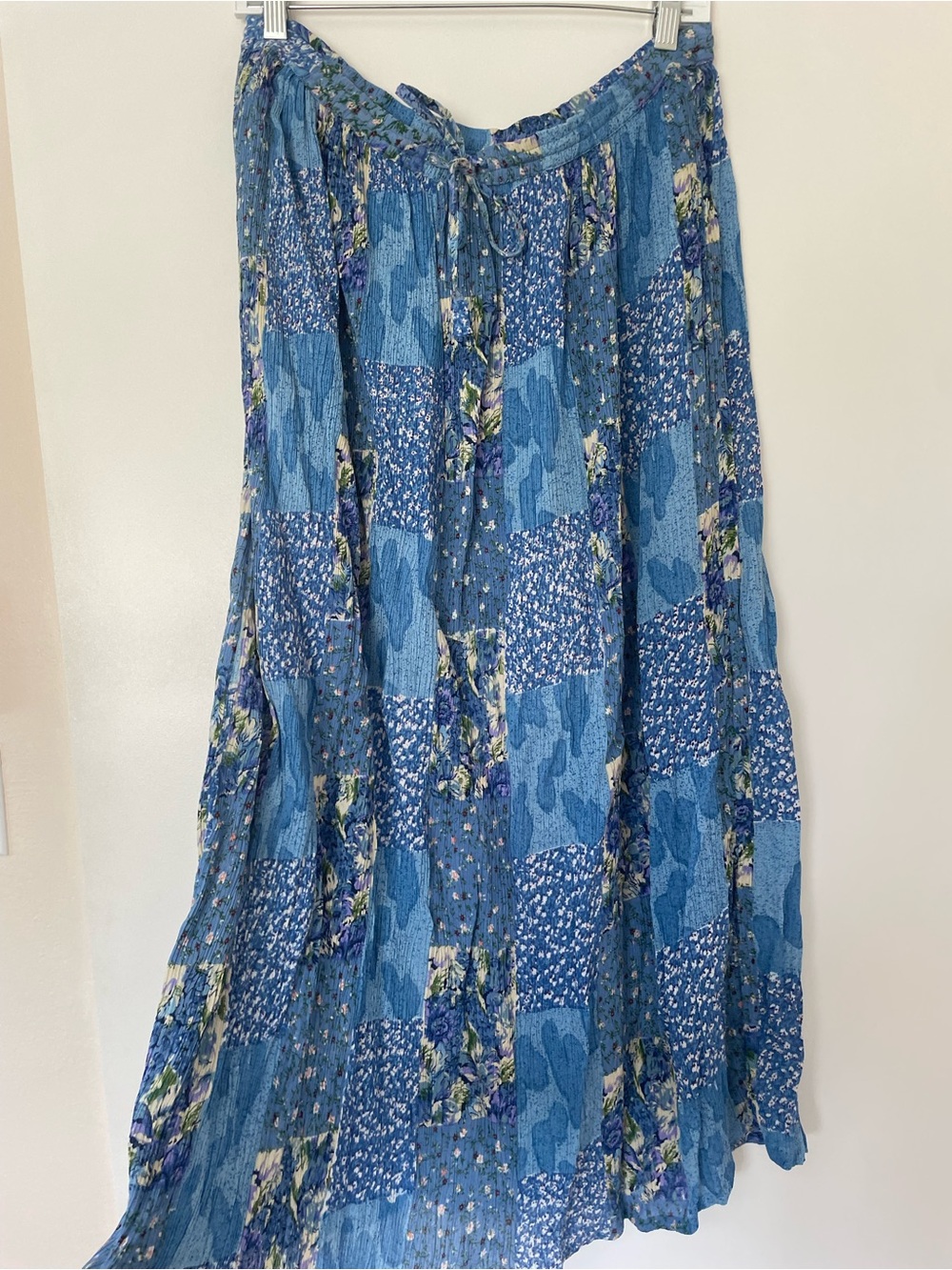 Orvis Blue Patchwork Floral Maxi Skirt